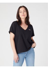 Wrangler T-Shirt Drapey W7XKEV100 112328930 Czarny Regular Fit. Kolor: czarny. Materiał: bawełna #1