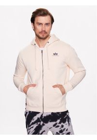 Alpha Industries Bluza Basic Zip 118342 Beżowy Regular Fit. Kolor: beżowy. Materiał: bawełna