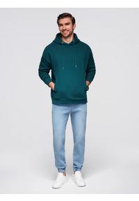 Ombre Clothing - Męskie spodnie jeansowe JOGGERY z klasyczna opaśnicą - jasnoniebieskie V1. Okazja: na co dzień. Kolor: niebieski. Materiał: jeans. Styl: klasyczny #6