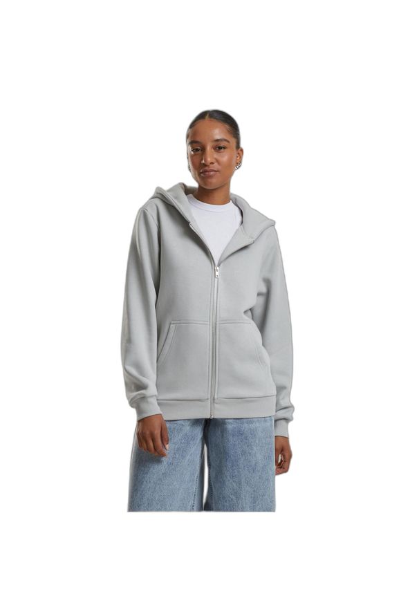 Damska bluza z kapturem zapinana na zamek Urban Classics. Typ kołnierza: kaptur. Kolor: szary. Materiał: materiał