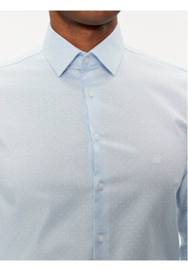 Calvin Klein Koszula Micro Dot K10K112884 Błękitny Slim Fit. Kolor: niebieski. Materiał: bawełna