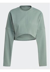 Adidas - adidas Bluza Yoga Studio Crop Sweatshirt HR5086 Zielony Loose Fit. Kolor: zielony. Materiał: syntetyk #3
