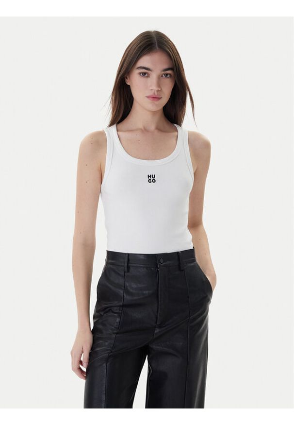 Hugo Top Datamia 50514489 Biały Slim Fit. Kolor: biały. Materiał: bawełna