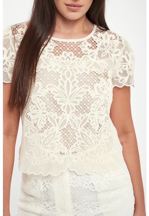 Twinset Milano - Bluzka damska koronkowa TWINSET. Materiał: koronka