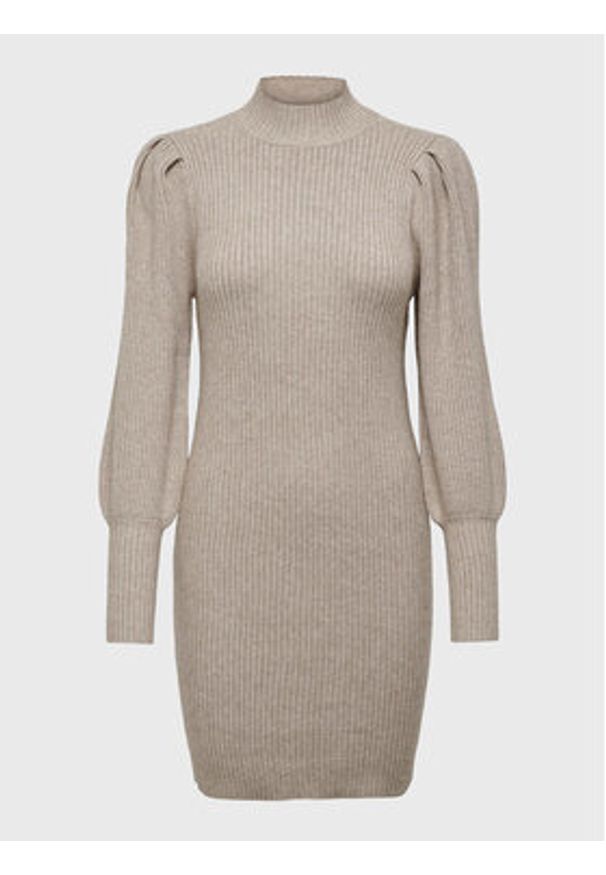 only - ONLY Sukienka dzianinowa Katia 15232502 Beżowy Comfort Fit. Kolor: beżowy. Materiał: wiskoza
