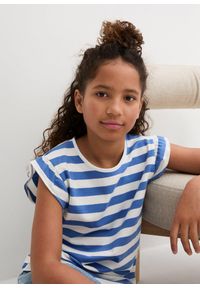 bonprix - T-shirt z bawełny organicznej (2 szt.). Okazja: na co dzień. Typ kołnierza: kołnierz z falbankami. Kolor: biały. Materiał: bawełna. Długość rękawa: bez rękawów. Wzór: paski. Sezon: lato. Styl: casual #3