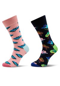 Happy-Socks - Happy Socks Zestaw 2 par wysokich skarpet unisex XJMR02-1300 Kolorowy. Materiał: materiał, bawełna. Wzór: kolorowy #1