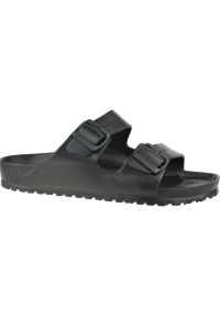 Klapki Birkenstock Arizona Eva M 129421 czarne. Kolor: czarny. Materiał: syntetyk, zamsz, materiał. Styl: klasyczny