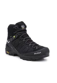 Buty trekkingowe męskie Salewa MS Alp Trainer 2 Mid Gtx. Wysokość cholewki: za kostkę. Zapięcie: sznurówki. Kolor: wielokolorowy, czarny. Materiał: guma, tkanina, zamsz, materiał, syntetyk. Szerokość cholewki: normalna