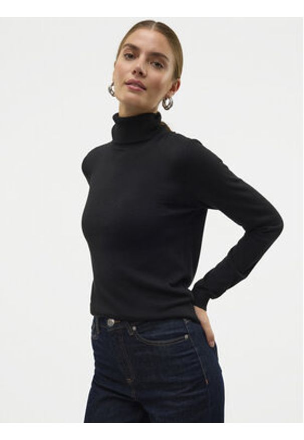Vero Moda Golf Iris 10320450 Czarny Slim Fit. Typ kołnierza: golf. Kolor: czarny. Materiał: syntetyk, wiskoza