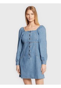 Lee Sukienka jeansowa Puff L50ZAUQZ 112322245 Błękitny Regular Fit. Kolor: niebieski. Materiał: jeans