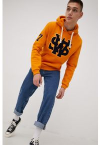 Superdry bluza męska kolor pomarańczowy z kapturem z aplikacją. Typ kołnierza: kaptur. Kolor: pomarańczowy. Materiał: dzianina. Wzór: aplikacja #2