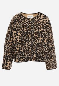 Born2be - Brązowa Panterkowa Futrzana Kurtka z Kieszeniami Sewilaine. Okazja: na co dzień. Kolor: brązowy. Materiał: futro. Styl: casual, elegancki #7