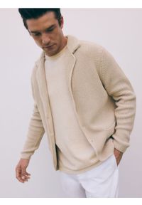 Reserved - Sweter z dodatkiem lnu - złamana biel. Materiał: len