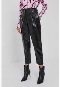 TwinSet - Twinset Spodnie damskie kolor czarny dopasowane high waist. Stan: podwyższony. Kolor: czarny