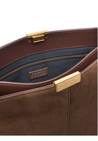 TOMMY HILFIGER - Tommy Hilfiger Torebka Casual Leather Shoulder Bag Sued AW0AW18201 Brązowy. Kolor: brązowy. Materiał: skórzane, zamszowe. Styl: casual #5