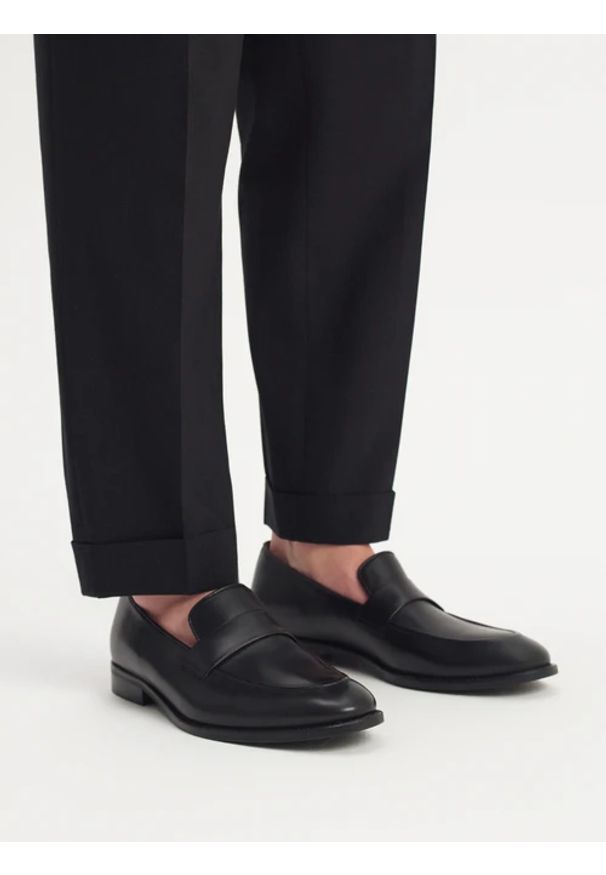 Ryłko - CZARNE MOKASYNY MĘSKIE. Kolor: czarny. Materiał: skóra. Styl: street