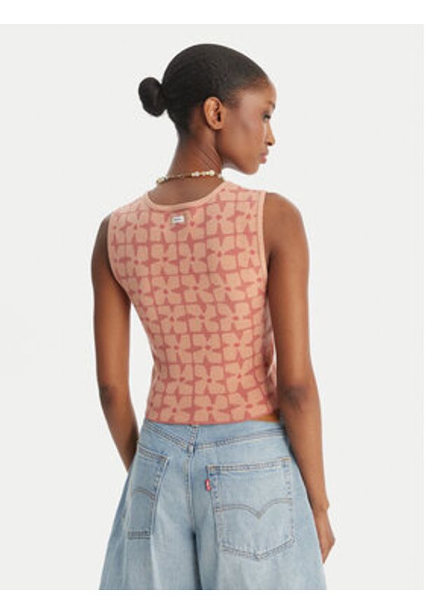 RVCA Top Shiver 23B071504 Różowy Slim Fit. Kolor: różowy. Materiał: wiskoza