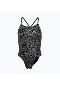 Strój pływacki jednoczęściowy dziecięcy Nike Hydrastrong Charms Multi Print Lace. Kolor: czarny. Wzór: nadruk