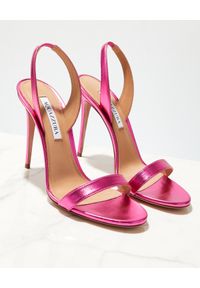 AQUAZZURA - Różowe sandały na szpilce So Nude. Zapięcie: pasek. Kolor: różowy, wielokolorowy, fioletowy. Wzór: paski. Obcas: na szpilce #2