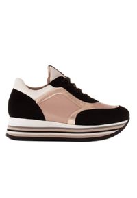 Marco Shoes Lekkie sneakersy na grubej podeszwie z naturalnej skóry czarne różowe. Kolor: różowy, czarny, wielokolorowy. Materiał: skóra #3