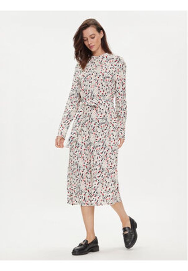 TOMMY HILFIGER - Tommy Hilfiger Sukienka koszulowa WW0WW41904 Écru Relaxed Fit. Materiał: wiskoza. Typ sukienki: koszulowe