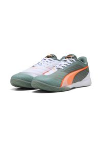 Puma - Halowe buty piłkarskie IBERO IV PUMA Green Moon Heat Fire Black White Orange. Kolor: wielokolorowy, pomarańczowy, żółty, czarny, zielony. Sport: piłka nożna