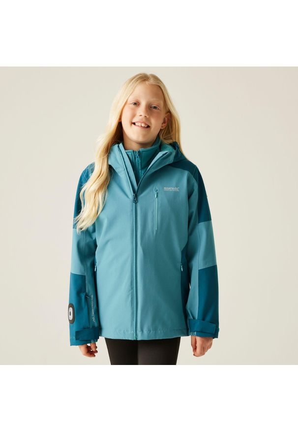Regatta - Kurtka dziewczęca 3 w 1 Trekktain II. Kolor: niebieski. Materiał: tkanina, puch. Sport: turystyka piesza