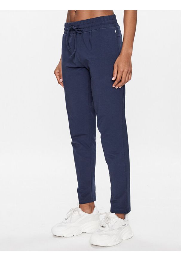 Seidensticker Spodnie piżamowe Classic Long Pants Granatowy Straight Fit. Kolor: niebieski. Materiał: bawełna