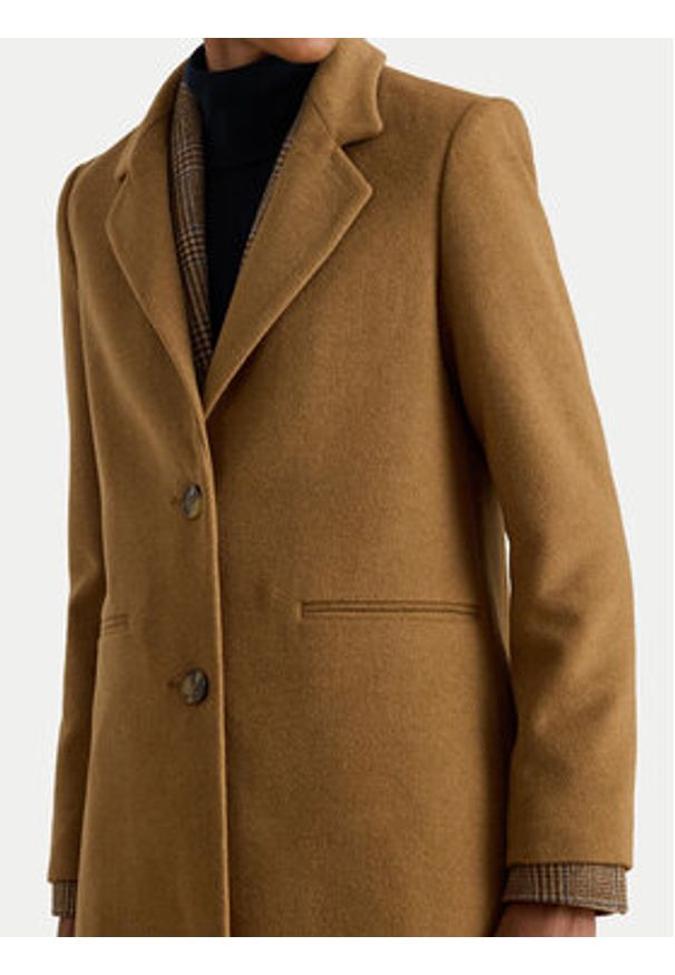 Lauren Ralph Lauren - LAUREN RALPH LAUREN Płaszcz wełniany 297P04141002 Brązowy Regular Fit. Kolor: brązowy. Materiał: syntetyk