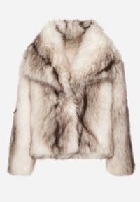 Born2be - Jasnobeżowa Kurtka Futrzana z Szerokim Kołnierzem Ditene. Okazja: na co dzień, na randkę. Kolor: beżowy. Materiał: futro. Styl: casual #2