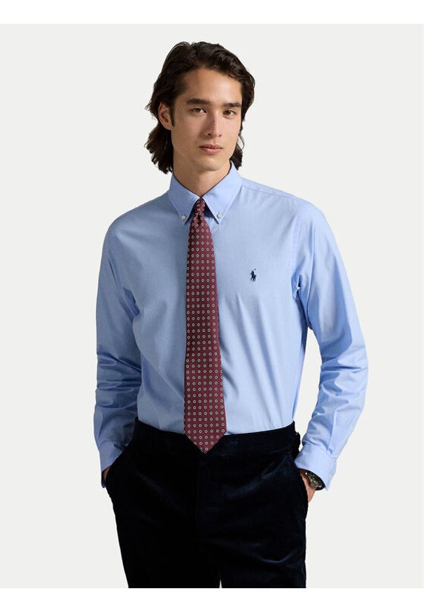 Polo Ralph Lauren Koszula 710929349009 Błękitny Custom Fit. Typ kołnierza: polo. Kolor: niebieski. Materiał: bawełna