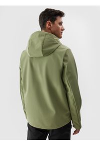 4f - 4F Kurtka softshell wiatroodporna membrana 5000 męska - khaki S. Typ kołnierza: kaptur, kołnierzyk stójkowy. Kolor: oliwkowy, brązowy, wielokolorowy. Materiał: softshell. Technologia: Windstopper. Sezon: zima. Sport: wspinaczka