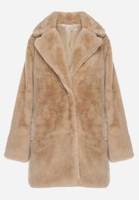 Born2be - Beżowy Płaszcz Edrimaria. Kolor: beżowy. Materiał: futro, skóra, jeans, dresówka. Sezon: zima #4