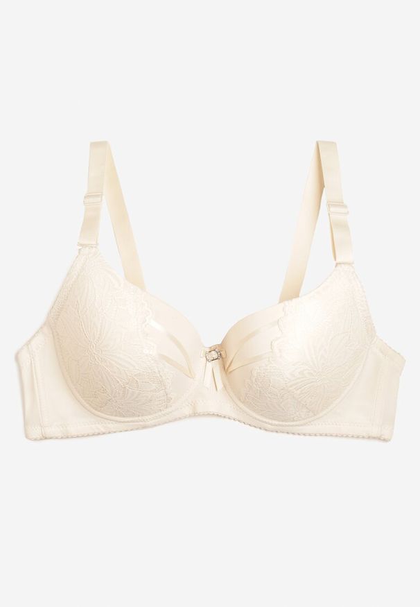 Born2be - Beżowy Biustonosz z Koronką Tephina. Kolor: beżowy. Materiał: koronka. Wzór: koronka