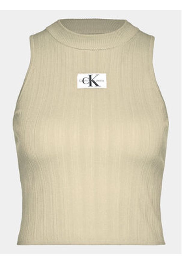 Calvin Klein Jeans Top Label J20J223151 Zielony Slim Fit. Kolor: zielony. Materiał: lyocell