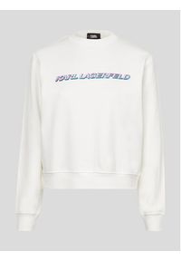 Karl Lagerfeld - KARL LAGERFELD Bluza Future Logo 225W1804 Écru Regular Fit. Typ kołnierza: dekolt w karo. Materiał: bawełna #9