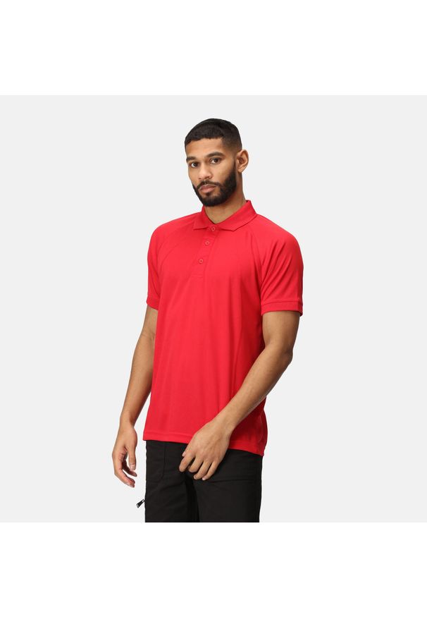 Regatta - Męska koszulka polo Coolweave. Typ kołnierza: polo. Kolor: czerwony. Materiał: materiał. Sport: turystyka piesza