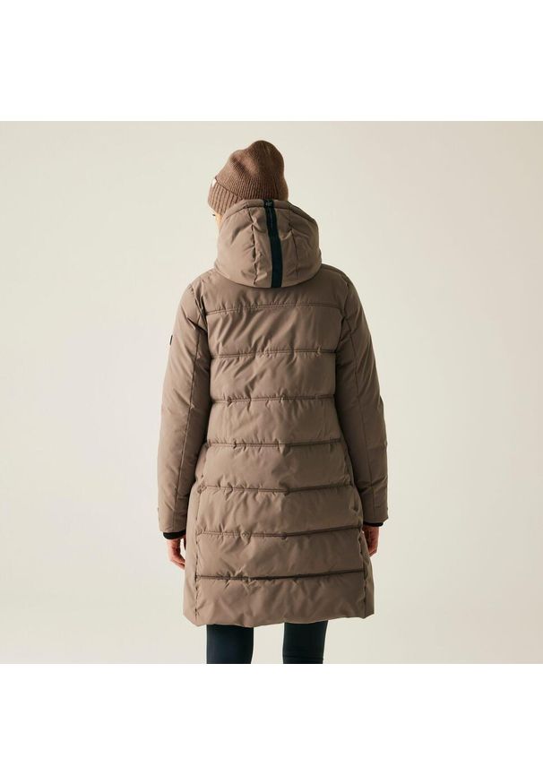 Regatta - Płaszcz damski zimowy ocieplany Eryn. Kolor: brązowy. Materiał: puch, syntetyk. Sezon: zima. Sport: turystyka piesza