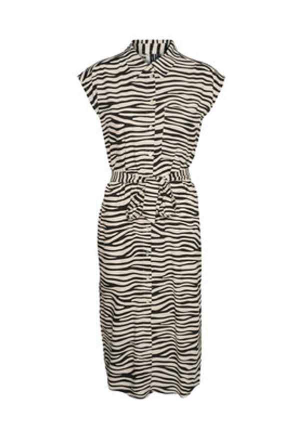 Vero Moda Sukienka koszulowa Mymilo 10282532 Beżowy Regular Fit. Kolor: beżowy. Materiał: len, wiskoza. Typ sukienki: koszulowe