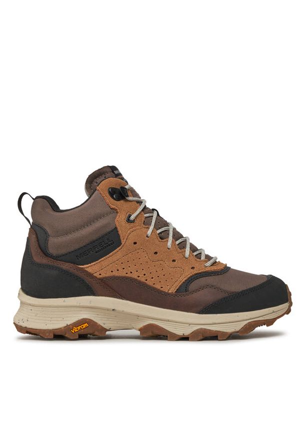 Merrell Sneakersy Speed Solo Mid Wp J004533 Brązowy. Kolor: brązowy. Materiał: skóra, zamsz