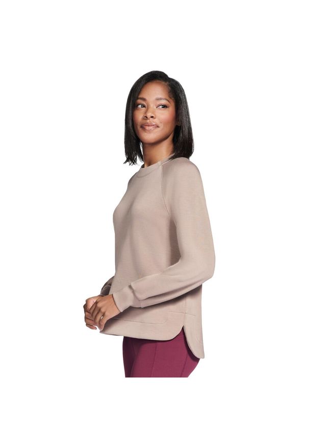 skechers - Bluza dresowa sportowa damska Skechluxe Elevate Crewneck. Kolor: beżowy. Materiał: poliester
