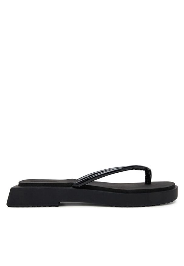 Calvin Klein Jeans Japonki Sq Low Wedge Sandal Stitch YW0YW01716 Czarny. Kolor: czarny. Materiał: skóra