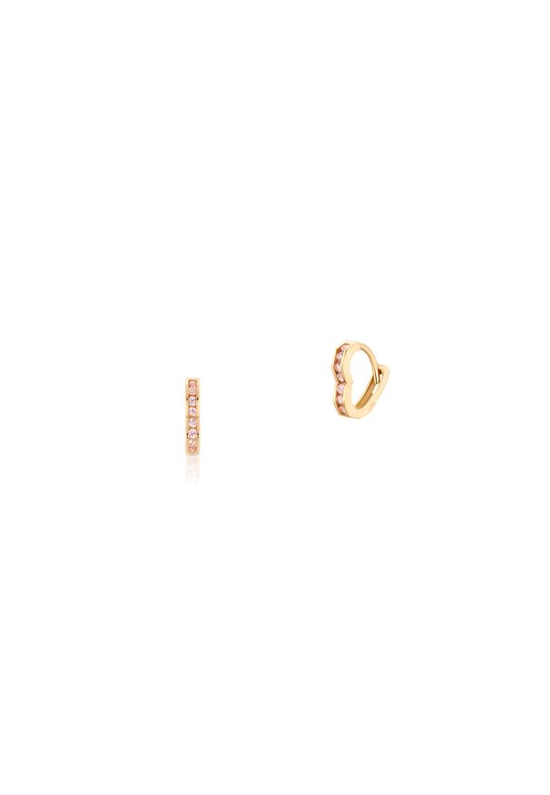 W.KRUK - Kolczyki złote z cyrkoniami romantyczne. Materiał: złote. Kolor: złoty. Wzór: aplikacja. Kamień szlachetny: cyrkonia