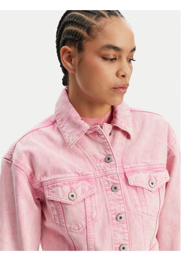 Hugo - HUGO Kurtka jeansowa Galatea 50534763 Różowy Regular Fit. Kolor: różowy. Materiał: bawełna