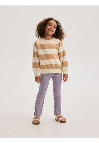 Reserved - Spodnie flare z falbanami - lawendowy. Kolor: fioletowy. Materiał: bawełna, wiskoza, dzianina #1