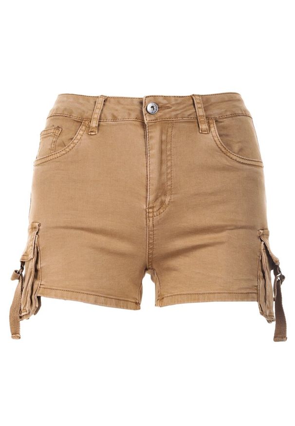 Born2be - Beżowe Szorty Vivialori. Okazja: na co dzień. Stan: podwyższony. Kolor: beżowy. Materiał: jeans. Długość: długie. Styl: casual, sportowy