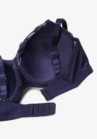 Renee - Granatowy Koronkowy Biustonosz Full Cup z Zawieszką Między Miseczkami Arnew. Kolor: niebieski. Materiał: koronka. Wzór: aplikacja