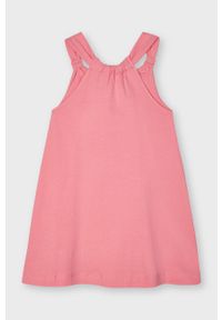 Mayoral - Sukienka dziecięca. Kolor: różowy. Materiał: bawełna, dzianina, elastan. Długość rękawa: na ramiączkach. Wzór: aplikacja. Typ sukienki: rozkloszowane. Długość: mini #2