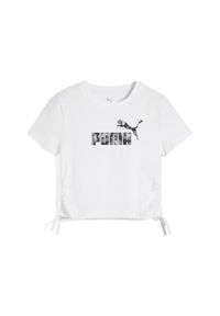 Koszulka dla dziewczynki Puma Ess Animal Logo Infill Knotted. Kolor: biały